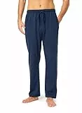 Timone Herren Schlafanzugshose Lang Pyjamahose aus Baumwolle Freizeithose Schlafhose Loungewearhose mit Taschen Nachtwäsche Hose für Herren Sleepwear TPP-001 (Dunkelblau, L)