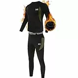 MEETYOO Thermounterwäsche Set Herren, Lange Funktionswäsche Atmungsaktiv Unterwäsche Sport Kompressionsanzug für Workout Skifahren Laufen Wandern, schwarz, M