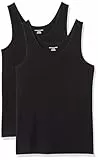 Amazon Essentials Damen Tanktop, Schmale Passform, 2er-Pack, Schwarz, L