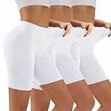 YADIFEN Radlerhose Damen Kurz Unterhose Hotpants Boxershorts Lange Frauen Panties Unterwäsche Damen Hoher Bund Shorts,Yoga, Party,Täglich Tragen,Weiß,3 Pack,XL