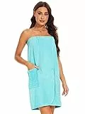 vislivin Bademantel Damen Frottee Saunakilt Saunatuch Frauen Sauna Kilt mit Druckknöpfen und Gummizug Blue XL