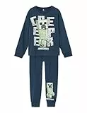 NAME IT Jungen Nkmjinc Minecraft Ls Nightset Noos Bfu Nachtwäsche Set, Dark Denim, 110-116 EU