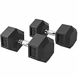 HOMCOM Hexagon Hanteln, 2er Set Hanteln mit gerändeltem Griff, Kurzhantelset aus Gusseisen, 2 x 15 kg, Kurzhanteln für Männer Frauen, Zuhause, Fitnessstudio, Krafttraining