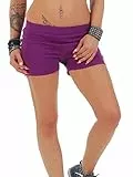 Gennadi Hoppe Damen Hot Pants Kurze Hose Sporthose Frauen Hotpants Mädchen Activewear Gym Shorts hauteng figurbetont stylisch modisch trendy leicht bequem sportlich Sport Fitness S lila H8119