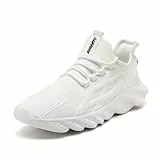 Linenghs Herren Sneakers Laufschuhe Sportschuhe Slip On Schuhe Straßenlaufschuhe Freizeitsportschuhe Trainingsschuhe Gummisohlen Gym Sneaker Fitness Leichte Wanderschuhe Weiß 42 EU