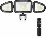 MEIKEE 42W LED Strahler mit Bewegungsmelder Fernbedienung 400-3600LM 6500K 3 Modi Helligkeit Einstellbar IP66 Wasserdicht LED Fluter Drei-Kopf 180°Verstellbar Scheinwerfer für Garage Garten Terrasse