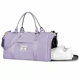 Flintronic Sporttasche Reisetasche, Reise Duffel Bag, Sport Duffel mit Schuhfach & Nassfach, Wasserdichte Übernachtungstasche, Reisetasche Gepäcktasche für Sport & Reisen für Herren Damen, Helles Lila