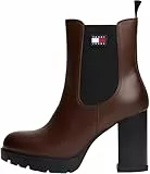 TOMMY JEANS Damen Mid Boot Stiefel Leather mit Absatz, Braun (Dark Mocha), 39