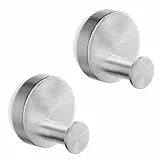 TAILI Badezimmer Handtuchhaken mit Vakuum Saugnäpf Edelstahl 2 Stück Saugnapf Haken Ohne Bohren Wiederverwendbare, Wasserdicht Abnehmbarer für Bad, Handtuch, Bademäntel - Runden, Typ B, Silber