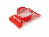 Lékué Dampfbox mit Einlegeboden, 3–4 Personen, 1000 ml, Platin-Silikon, rot