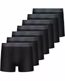 FM London 7er-Pack Boxershorts für Herren ohne Etikett - Atmungsaktive, Weiche und Dehnbare Unterhosen für Männer mit Hohem Baumwollanteil Schwarz,M