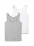 Tom Tailor Damen 1044789 Basic Top Im Doppelpack, 21373 - Medium Silver Grey Melange, M EU