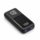 Tragbares Ladegerät 10000mAh-20000 mAh, 22,5W PD & QC 4.0 Powerbank mit Schnellladung, 3 Ausgänge, 2 Eingänge, Externer Akkupack, Kompatibel mit iPhone, Samsung und Tablets (Black, 20000mAh)