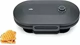 Wilfa JOY Double Waffeleisen I 1.500 Watt I 2x18cm große Herzwaffeln I 5 Temperaturmodi I Mit Alarm-Glocke I Inkl. Teig-Löffel (schwarz)