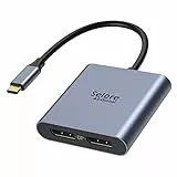 Selore&S-Global USB C zu Dual DP Adapter - Thunderbolt 3/4 auf DisplayPort 1.4 Mit Auflösungen Bis zu 4K@120Hz für MacBook Dell HP etc.