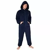 CityComfort Schlafoveralls für Herren und Teenager, Fleece Onesie Jumpsuit Warm Kuschelig Schlafanzug Lang M-3XL - Geschenke für Männer (Dunkelblau, XL)