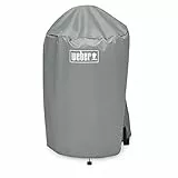 Weber Grillabdeckhaube für Ø 47cm Holzkohlegrills, atmungsaktiv UV- & wasserbeständig, Schutz for Wind & Wetter, mit Klettverschluss zum Befestigen, Tragbar & leicht, Grillcover - Grau (7175)