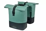 Basil Cove Fahrradtasche Gepäckträger Doppel – Mit MIK Adapterplatte – 28-32L – Wasserfest – Reflektierend – Recyceltes Material – 29X14.5X36 cm – Grün/Schwarz