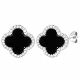 J.Fée Kleeblatt Ohrringe Silber 925 Kleeblatt Ohrstecker Silber Antiallergie Vierblättriges Ohrringe Damen mit Cubic Zirkonia, Dupes Schmuck Geschenk Für Frauen Weihnachtsgeschenke