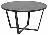 AC Design Furniture Albert runder Couchtisch, Wohnzimmertisch rund, Couchtisch für Wohnzimmer, einfach zu montieren, Tisch mit schwarzer Marmor Optik und Metallgestell, Ø: 77 x H: 44 cm, 1 Stk.