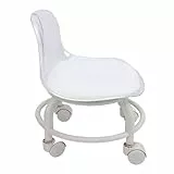 Alomejor Kompakter und Niedriger Hocker mit Rollen und Rückenlehne mit Rollen, Ideal für Friseur- und Kosmetikprofis. (transparentes Grau)