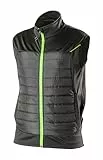 HÖGERT TECHNIK Hybrid-Weste MADS, Schwarz/Grün, S-3XL, leicht & warm, elastische Seiteneinsätze, reflektierende Details, 3 Taschen, ideal für Outdoor & Alltag
