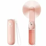 Morelax Handventilator Mini Ventilator, 3 IN 1, 2000 mAh Handventilator Akku Aufladbar, Tragbarer Ventilator USB, Ventilator Klein mit Powerbank Taschenlampen Funktion, Reise Gadgets, Rosa