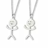 beejune 2 Stücke Lustige Sachen, Freundschaft Ketten, Matching Necklace, Lustige Graffiti-Halskette, Mittelfinger Kette, Silberne Smiley Finger Halskette, Für Einen Guten Freund