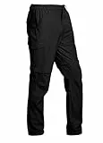 ATLASLAVA Herren Zip Off Wanderhose Abnehmbar Outdoorhose Atmungsaktiv Leichte Trekkinghose Schnelltrocknend Hose mit 6 Taschen Schwarz 38