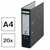 Centra Standard-Ordner, Wolkenmarmor, 20er Pack, Recycling, Blauer Engel, LGA Zertifikat, A4, 8 cm breit, bis zu 600 Blatt (80 g/m²), Kantenschutz, Griffloch, schwarz, 220105