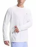 baleaf Herren Rash Guard Langarm Shirt UPF50+ Sonnenschutz Lange Ärmel Schnell trocknendes Sport Langarm T-Shirt Weiß L
