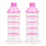 Vicloon Milchpulver Portionierer, 5 Lagiger MilchPulver Spender, Formel Milchpulver Zufuhr Tragbare und Stapelbare, Säuglingsnahrung Kasten für Reise im Freien und Nachtzeit Krankenpflege(Rosa)