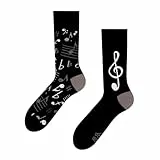 Dedoles Socken Unisex Damen Herren & Kinder Baumwolle viele lustige Designs 1 Paar Geschenk links rechts verschieden, Farbe Schwarz, Motiv Musik, Gr. 43-46