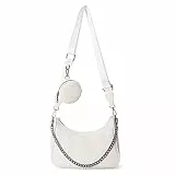 myfriday Schultertasche Hobo Crossbody Umhängetasche für Damen PU Leder Handtasche mit Kleine Münzgeldbörse & Metall Kette