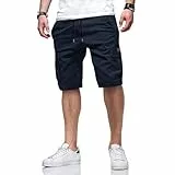 ZOXOZ Kurze Hosen Herren Shorts Herren Cargo Shorts Sommer Chino Baumwolle Elastische Taille Mit 6 Taschen Blau M