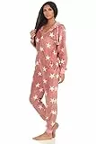 Toller Damen Schlafanzug Einteiler Jumpsuit Overall - Sterneoptik - 291 267 97 961, Farbe:rosa, Größe2:40/42