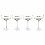 BUTLERS 4er-Set Champagnerschale 400ml aus Kristallglas -GOLDEN TWENTIES- Elegante Sektschalen mit Goldrand | Vintage-Cocktailgläser