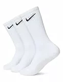 Nike Unisex Everyday Cushion (3 Pairs) Crew trainingssocken 3 Paar , Weiß / Schwarz, S EU