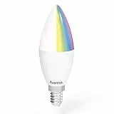Hama WLAN Lampe mit Lampenfassung E14, (Smart Lampe ohne Hub/Gateway, LED Leuchtmittel mit 5,5W in Kerzenform, Sprach-/App-Steuerung, Smart Home Lampe für verschiedene Lichtatmosphären) RGBW