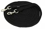 Covalliero Doppellonge Soft, Longierleine, Longierstrick, Drehkarabiner, Mischgewebe, schwarz, 17m, Pferd, mit großer Handschlaufe