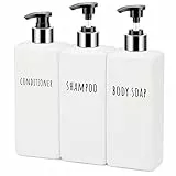 Segbeauty Seifenspender, 3 Stück 500 ml Seifenspender Set mit Etiketten für Shampoo Conditioner Body Soap, Shampoo Flaschen zum befüllen für Küche und Bad, Weiß