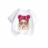XINYUNZU Mädchen T-Shirt Baumwolle Rundhals Mode Tee Shirt Casual Cute Top Sommer Kuschel Oberteile Kurzarm Kleidung Kinder Outdoor Freizeit T-Shirts für Mädchen Angebote des Tages Heute Weiß 8 Jahre