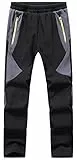 BenBoy Kinder Softshellhose Gefüttert Skihose Thermohose Wasserdicht Winter Schneehose Jungen Mädchen Wanderhose Outdoorhose,KZ0008-Black-L