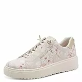 Marco Tozzi Damen Sneaker weiches Feel Me Wechselfußbett weiches Innenfutter Vegan Schnürer, beige (Cream Comb), 38 EU