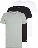 Calvin Klein Herren 3er Pack T-Shirts Kurzarm aus Baumwolle, Mehrfarbig (Black, White, Grey Heather), L