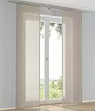 Kutti 2er Set Schiebegardinen Raumtrenner Boston Taupe Leinenoptik Schiebevorhänge mit Paneelwagen B 60 x H 245 cm