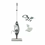 Shark Klik n' Flip Dampfreiniger, Boden- und Handreiniger, Dampfreiniger für Hartböden, Fliesen, Oberflächen, Wasserhähne und Glas, 5 Zubehörteile, 2 Einstellungen, Grau/Weiß S6005EU