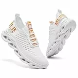 TIANZEBEN Herren-Turnschuhe, Laufen, Walking, Slipper, Sport, Joggen, Tennis, Fitnessstudio, bequem, modisch, Mesh-Obermaterial, leichte Schuhe, weiß, 43 1/3 EU