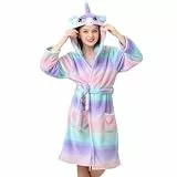 V.&GRIN Fleece-Bademantel, Einhorn-Katze mit Kapuze, weicher Plüsch-Bademantel, Geschenke für Mädchen von 3–14 Jahren (Galaxy-Einhorn 9–10)
