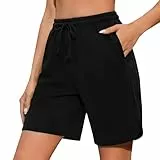 Demegimi Shorts Damen Sommer Sport Kurze Hose Baumwolle Bermuda High Waist Kurz Sporthose Jogginghose Freizeithose Sweatshorts